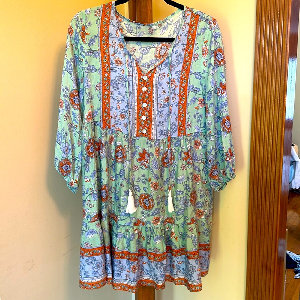 Green Paisley Dress Small